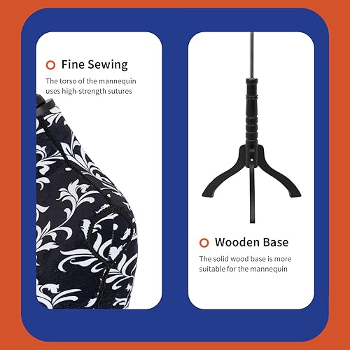 Miniatura 5 de Maniquí femenino de 59 a 67 pulgadas, maniquí de costura de torso con forma de maniquí de cuerpo de vestido ajustable con soporte, base de madera