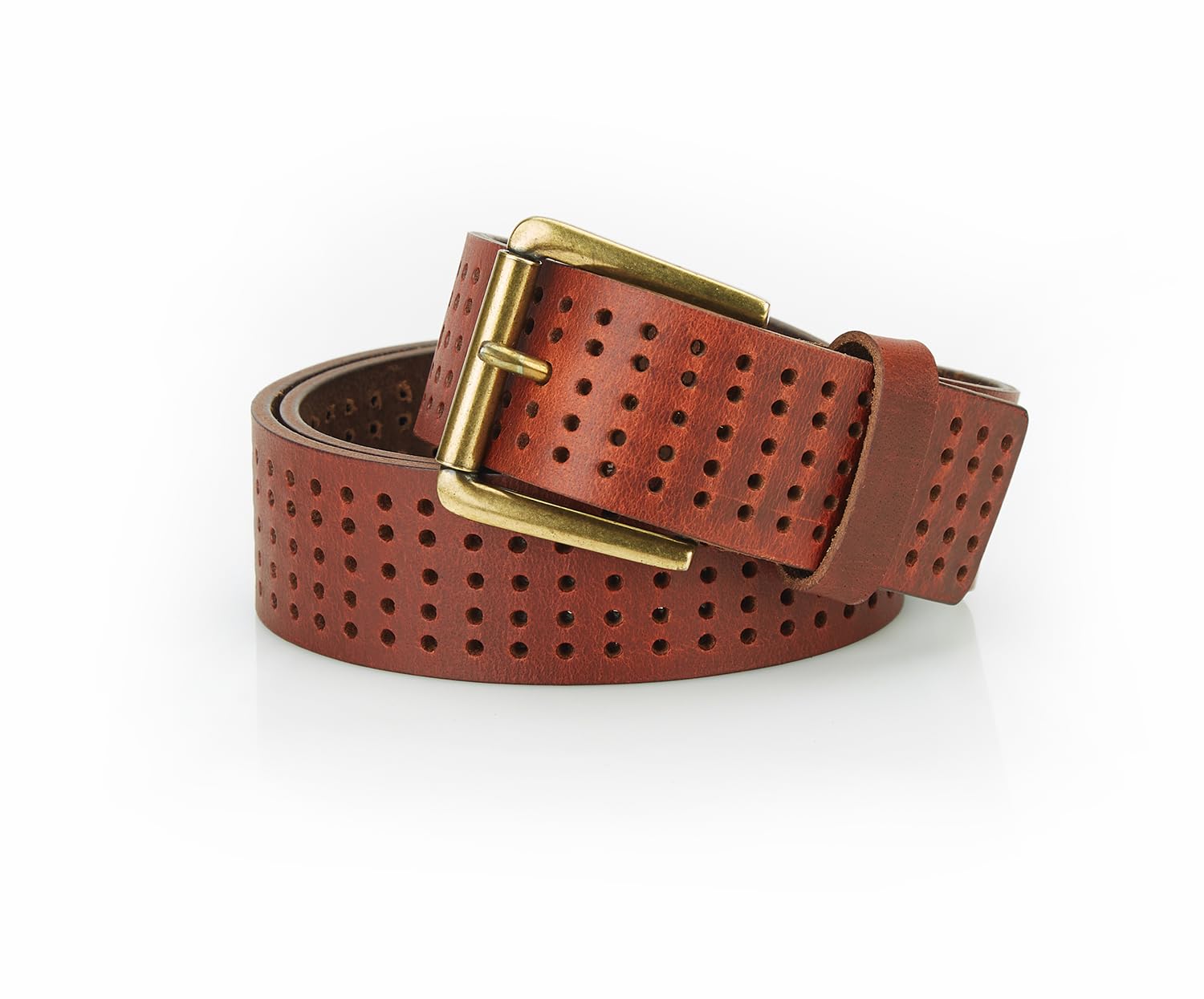 Vintage Brass Buckle Casual Leather Mens Belt-image-49