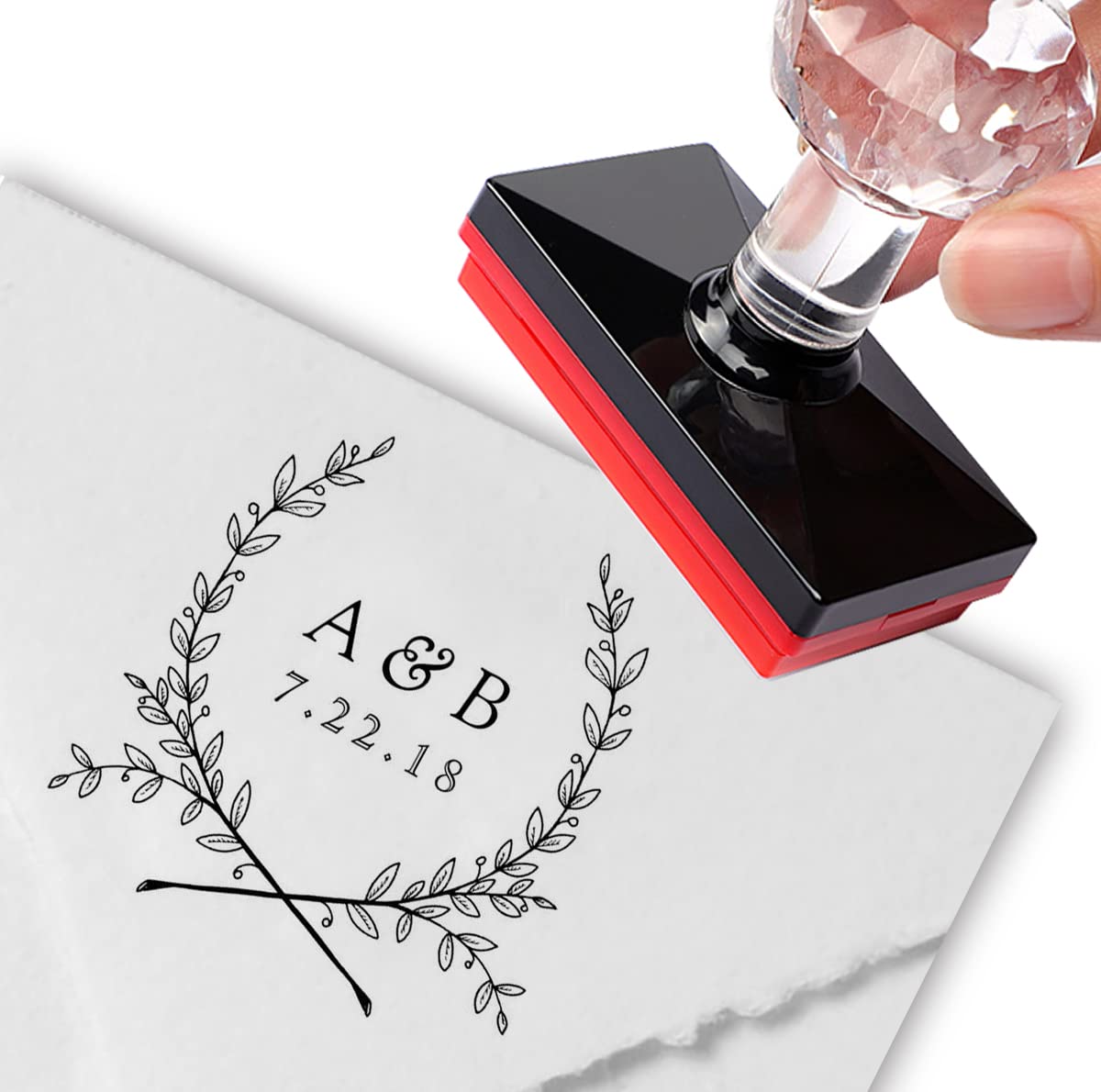 Custom Stamp Personalised Stamp Elegant Laurel Monogram Wedding Save The Date Wedding Date Personalized Address Labels