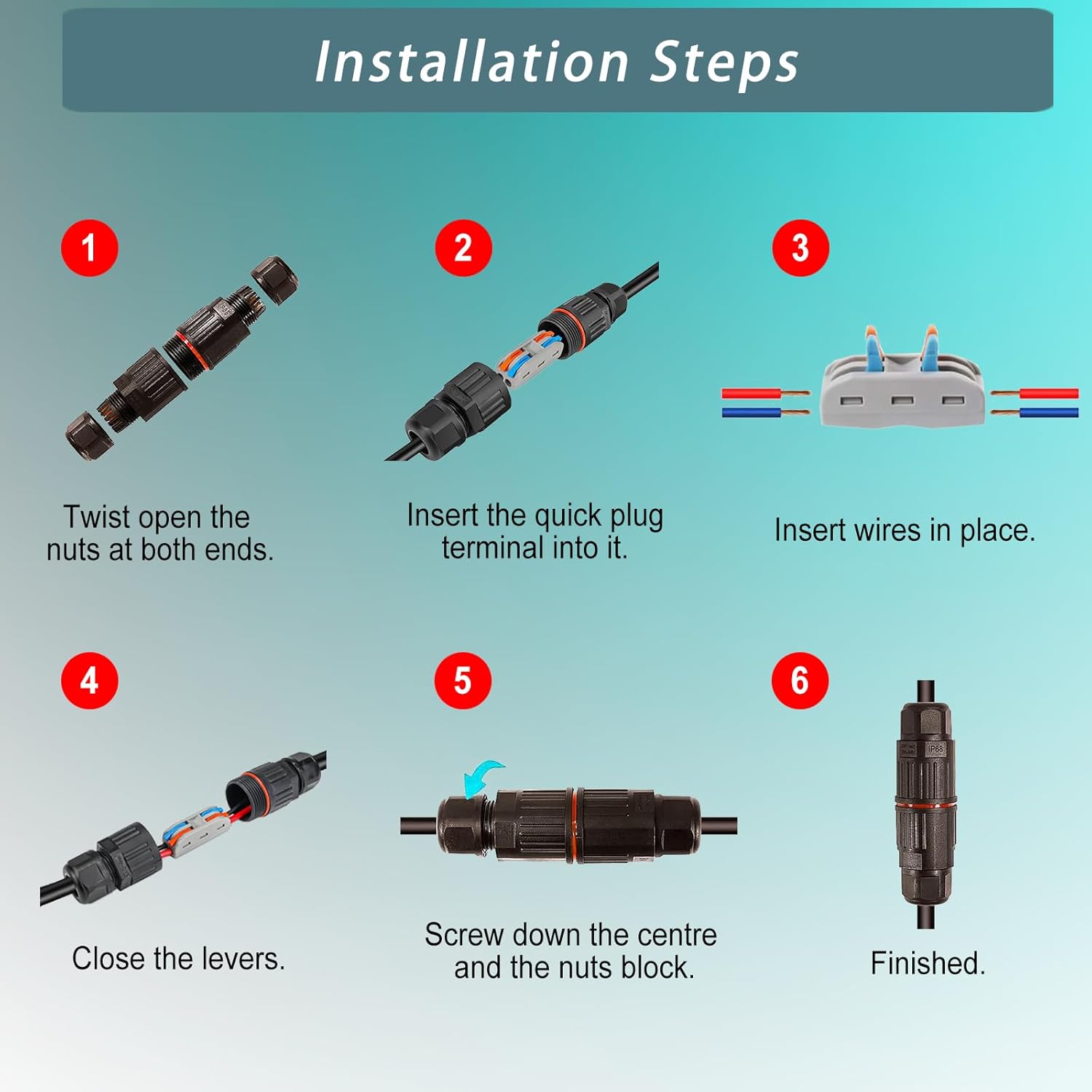 10FT 12V Inline Switch IP68 Waterproof, Outdoor On/Off Toggle Switch with Waterproof Junction Box, DC 12V-24V 20A On Off Switch 12 Volt Inline Cord Switch with Red LED Rocker Button