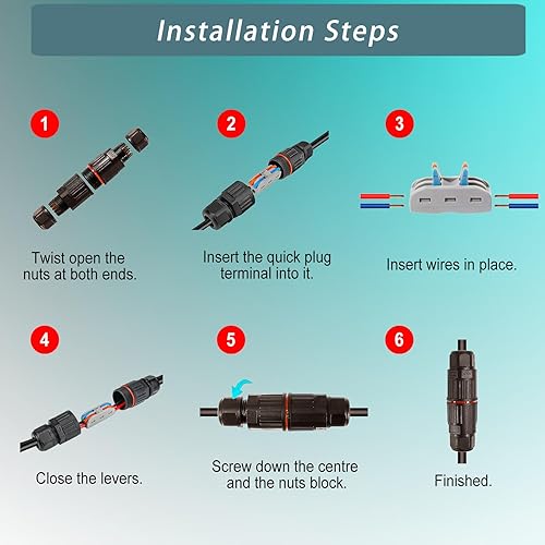 Miniatura 3 de KarlKers Interruptor en línea de 10 pies y 12 V IP67 impermeable, interruptor de palanca de encendidoapagado para exteriores con conector rápido