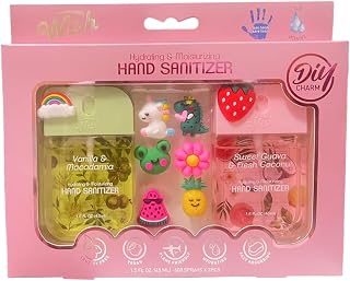 Stylish Hand Sanitizer Gift Set with DIY Charms, Hydrating & Moisturizing, 4 Scents Pack, 1.5 FL OZ Each, Vegan Formula