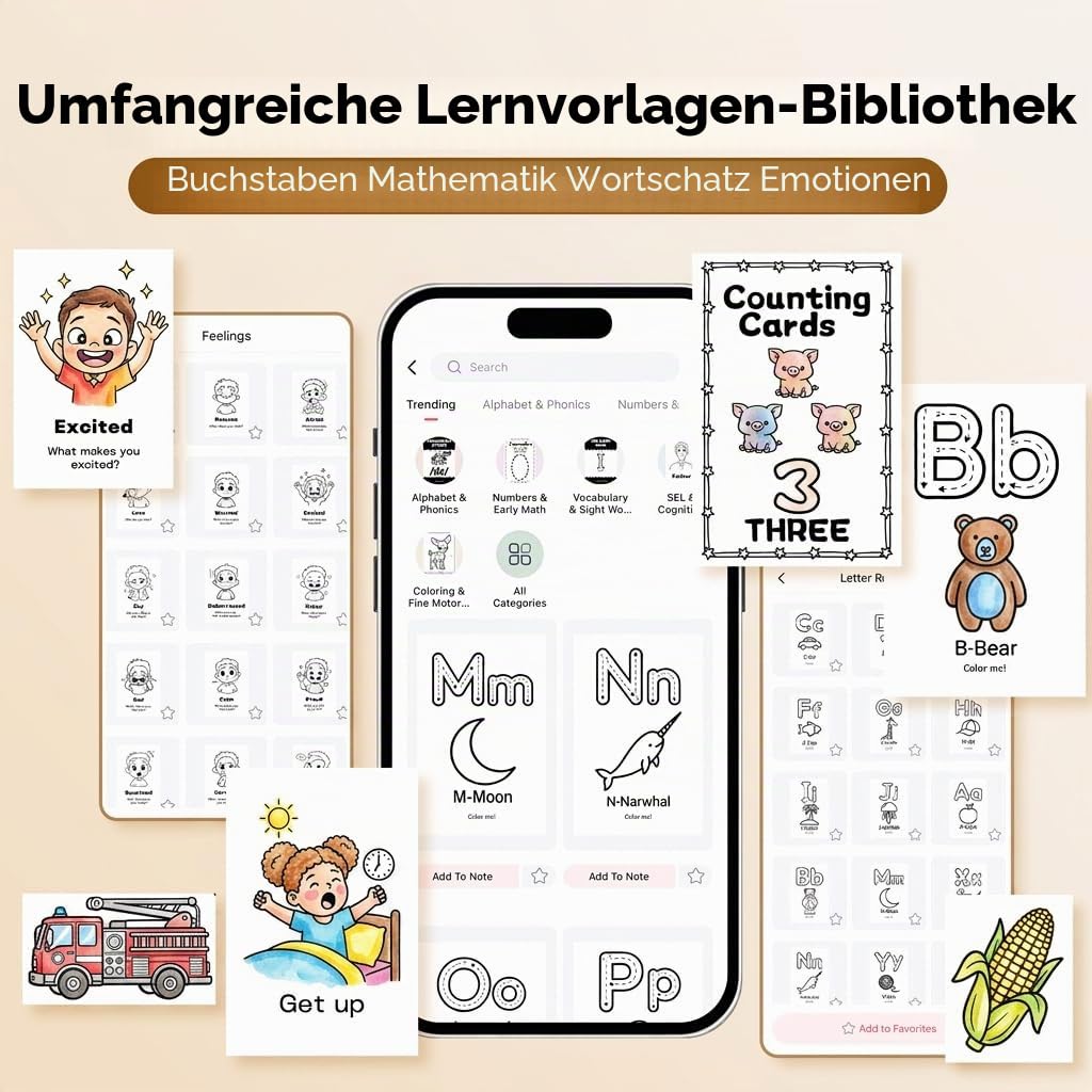 Phomemo M03C Flash Cards Drucker für Kinder,Lernkarten Flash Karten Maker mit 40 Papieren,Flash-Karten Printer für Malsets, Kunst & Basteln, Lernspielzeug für ab 2-8+ Jungen Mädchen Geschenke | Flash-Karten zum Lesen lernen, Montessori-Spielzeug für Kinde