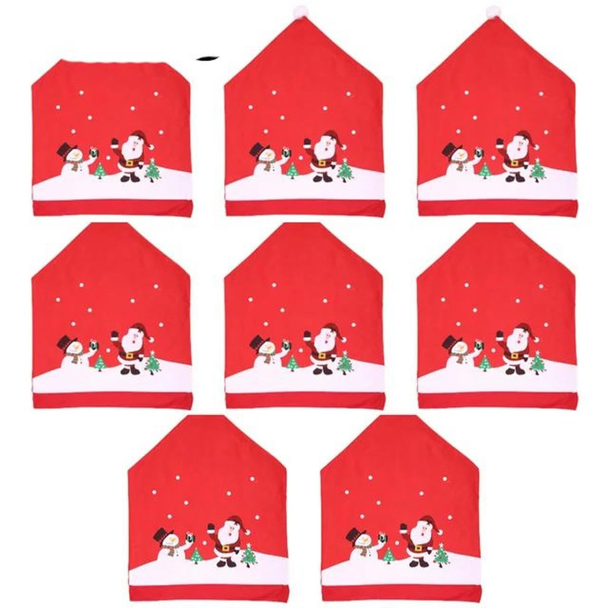 Funda para Silla navideña Funda para Silla no Tejida roja Decoración de Mesa navideña Funda para Silla de Comedor Suministros para Fiesta de Navidad-8PCS