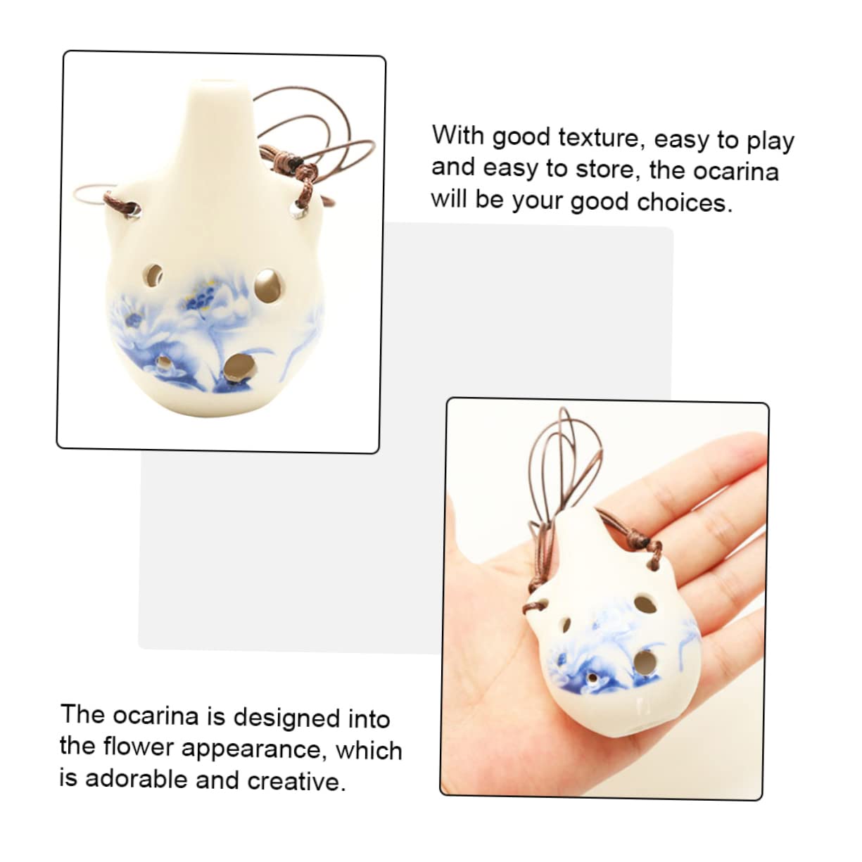 Yardwe Lovely Ocarina for Beginners Durable Wind Instrument for Easy to Play and Store present for Young Musicians