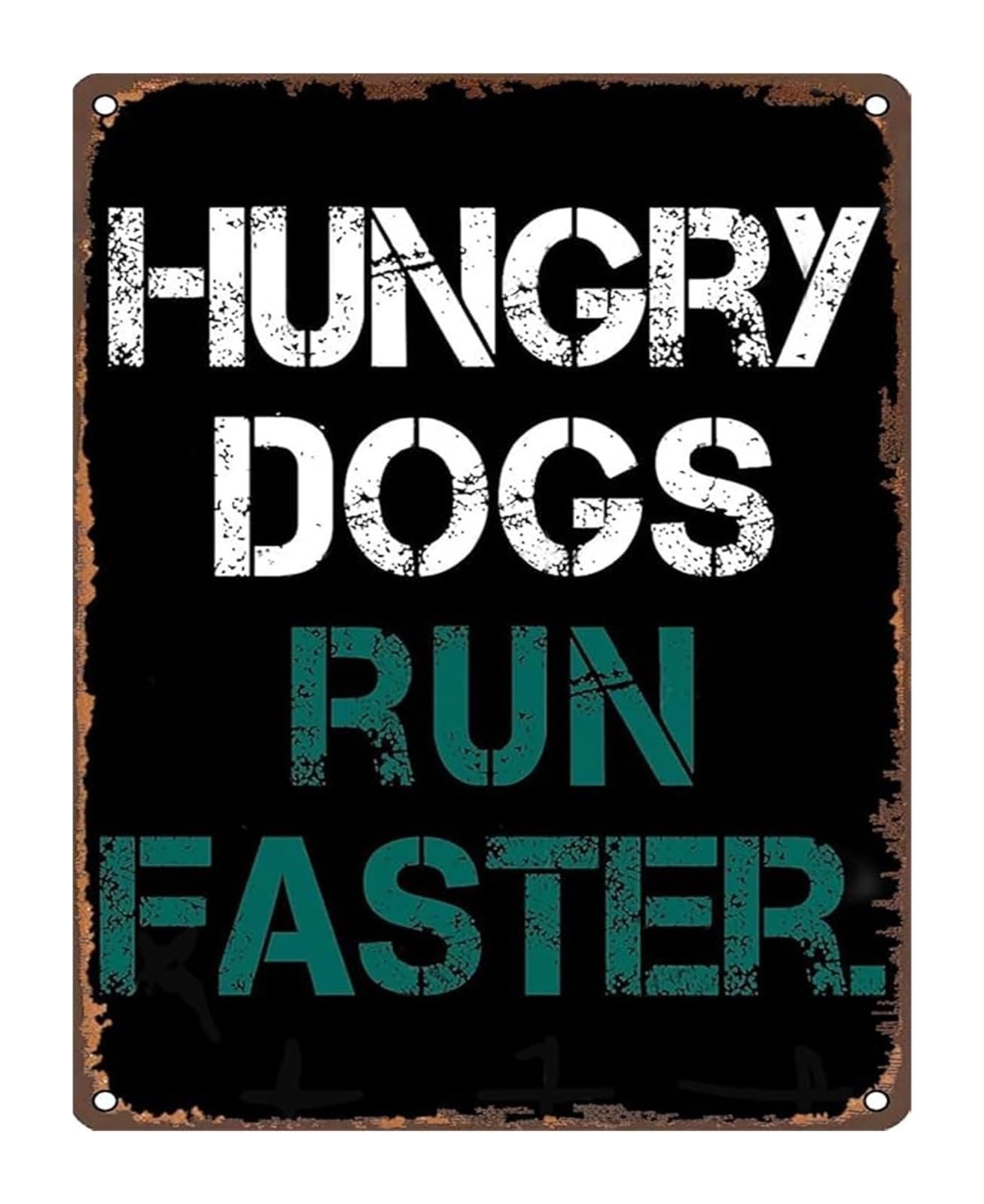 IDGTTLDF Rustic Humor Metal Sign with Hungry Dogs Run Faster Quote Tin Sign for Farmhouse or Bar 8 X 12 in