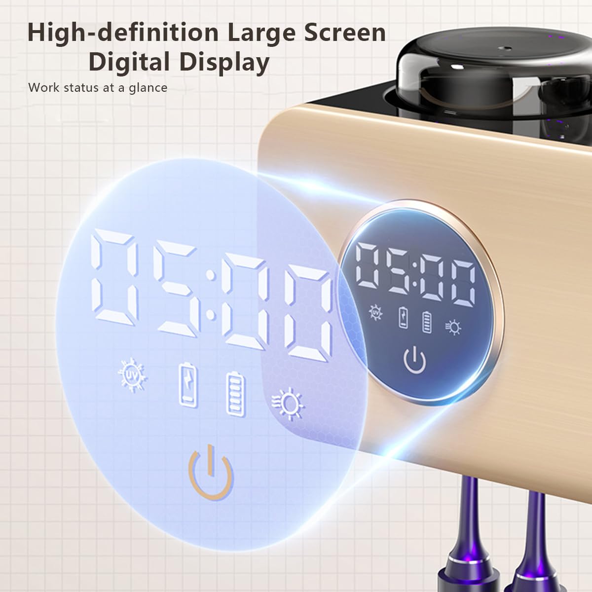 LANMOU Desinfectante UV para Cepillos de Dientes Soporte de Cepillo de Dientes Familiar Montado en la Pared con Esterilizador y Función de Secado, Portacepillos Eléctricos con 3 Vasos (Grey White)