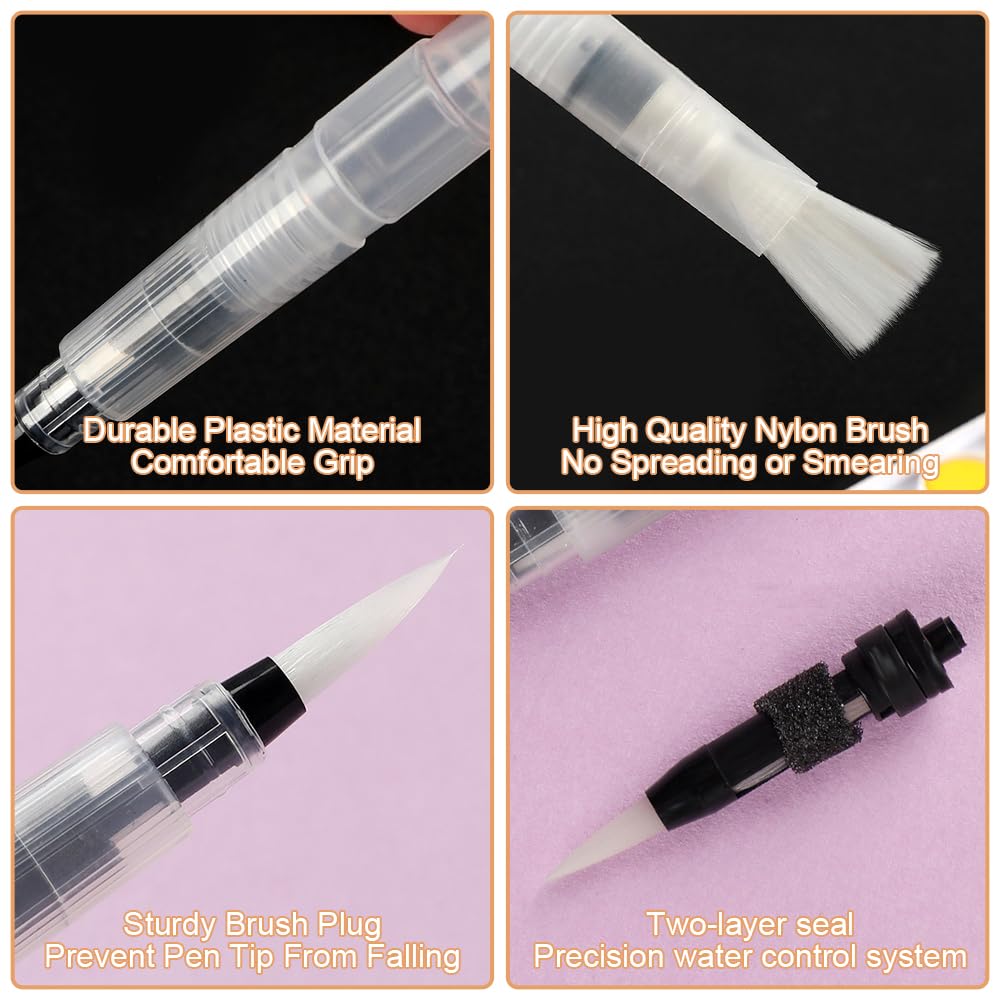 9 Pièces Pinceau Aquarelle Reserve D'eau, S Pinceaux à Eau