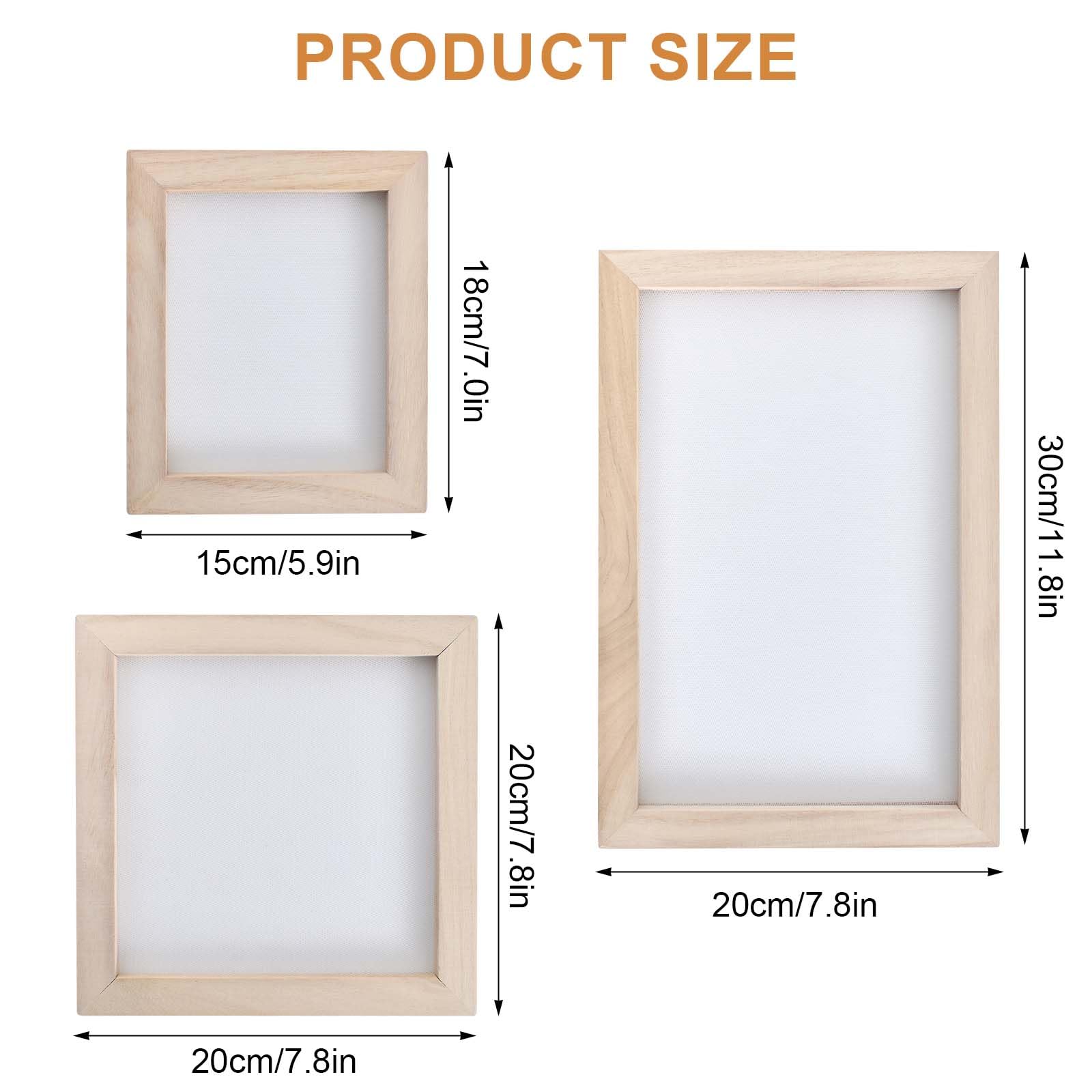 Pantalla para producción de papel de madera 3 tamaños Marco para moldes y manualidades
