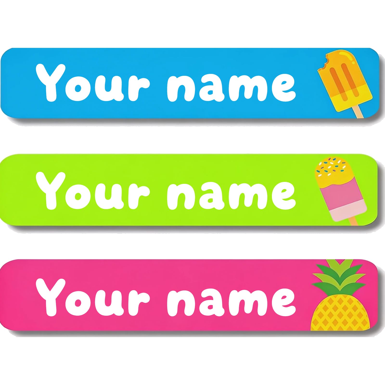 Personalized Waterproof Name Stickers for Kids, Washable Clothing Labels, Durable Name Tags for School, Kindergarten, Lunch Boxes, Books, Toys – Ideal Back to School(Ice Lolly) — image 1