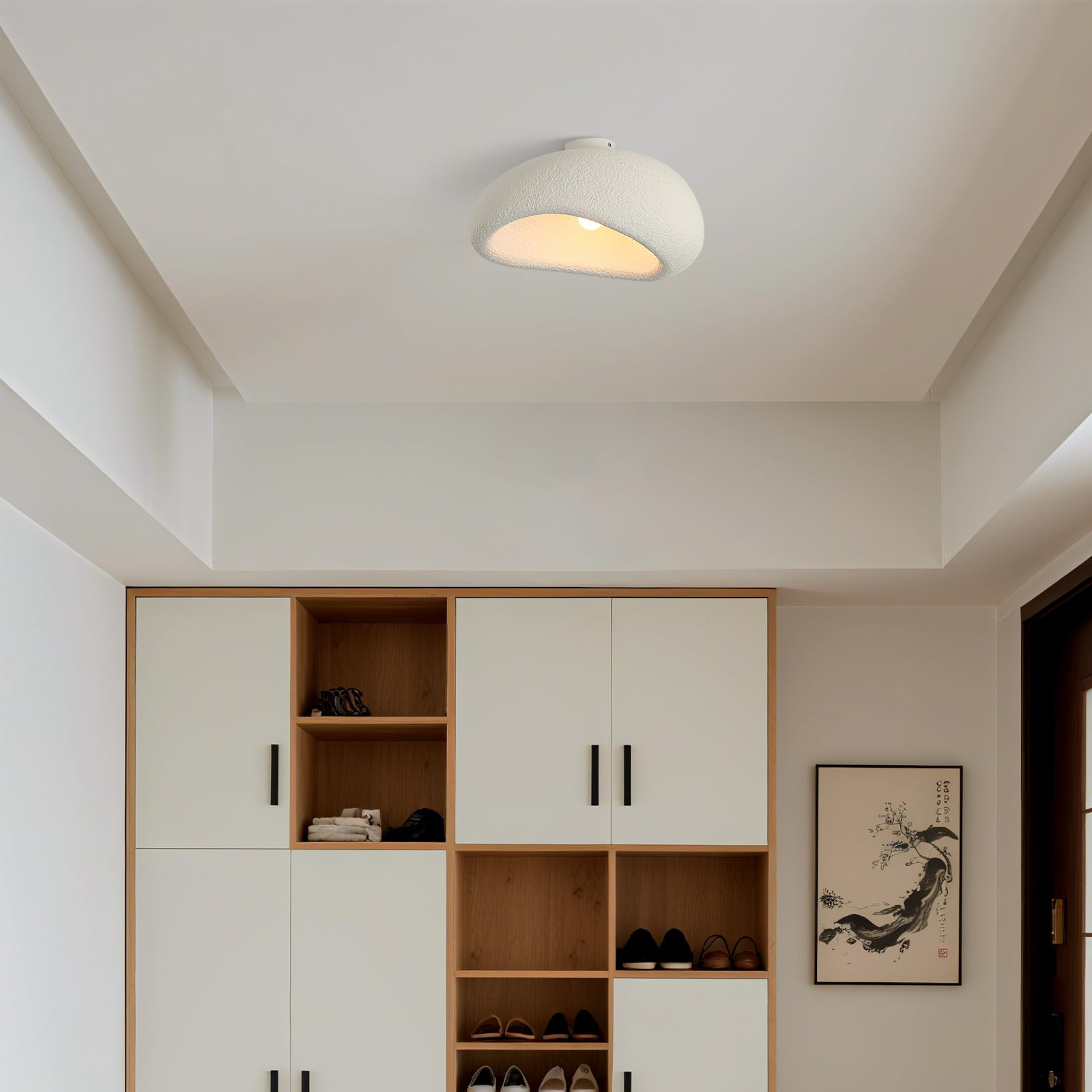 Moderne E27-Deckenleuchten, Kronleuchter FüR Esszimmer Im Japanischen Wabi-Sabi-Stil, WeißE Lampenschirme FüR Deckenleuchten FüR Schlafzimmer, Esszimmer, Wohnzimmer, Flur, Deckenbeleuchtung, 40 Cm