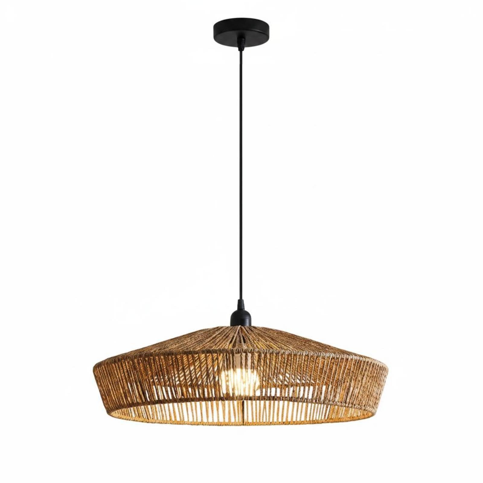 Lámpara Colgante de Cuerda Tejida Hecha a Mano Lámpara de Cuerda Cáñamo Material Iluminación Interior para Restaurante, 30 Cm, A款 30cm赠送Led光源