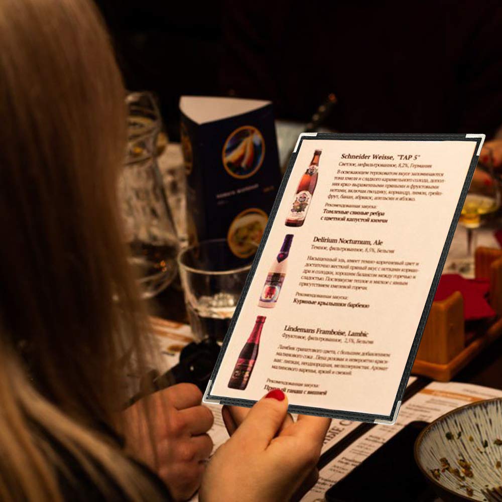 25 Menu Covers 8.5 x 11 Inch Menu Holder Double Stitched Menu Covers Single Page Menu Cover Two Clear Viewing Surfaces Restaurant Menu Covers