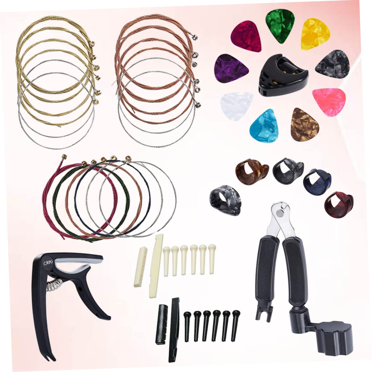 ibasenice 3piezas Kit De Accesorios Para Guitarra Cejuela y De Cambio De Cuerdas Enrollador y Púas Compatible Eléctricas y Acústicas
