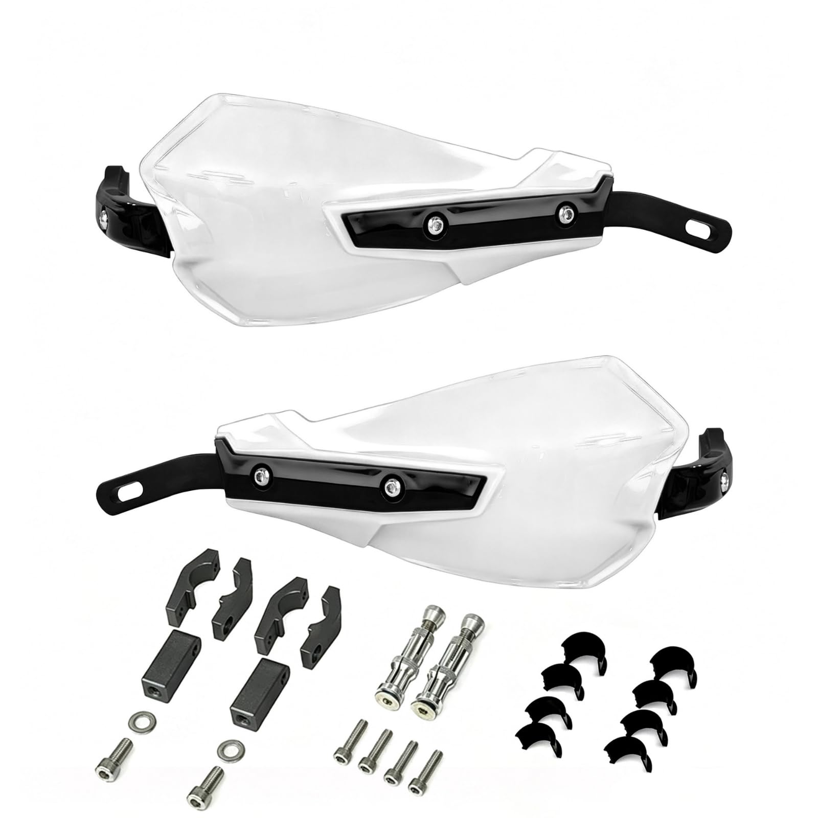 Protège-Mains avec Kit Montage Enveloppant Protège-Mains cyclette Universel Protection pour Motards, Blanc