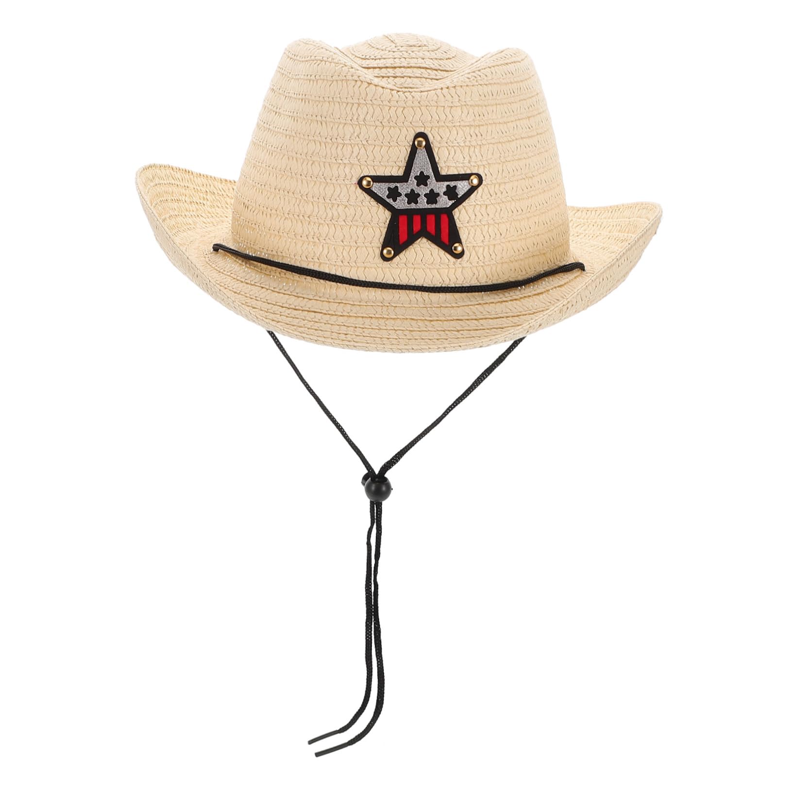 KOMBIUDA Pentagram Sun Hat Western Party Cap Western Party Costume Cowboy Costume Props Cowboy Props Fiber Beige