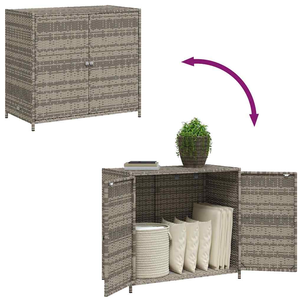 vidaXL Armadietto Portaoggetti Giardino Grigio 83x45x76 cm Polyrattan
