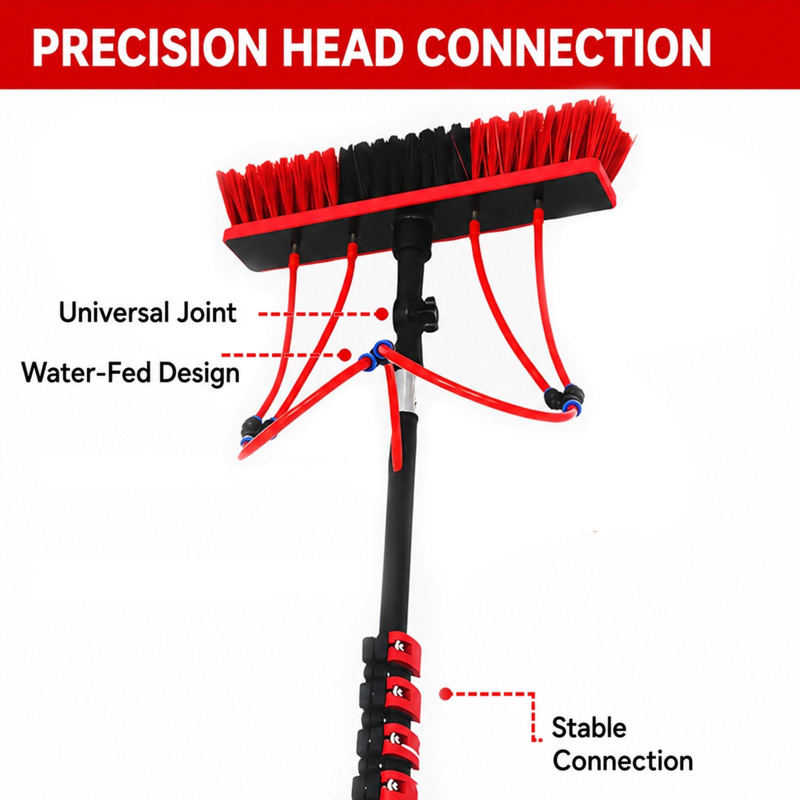 Asta Prolunga Carbonio con Spazzola ad Acqua 550 mm | Evidenzia spazzola 550 mm, tubo, valvola, raccordo rapido, adattatore e flacone schiuma nel kit.(24FT)