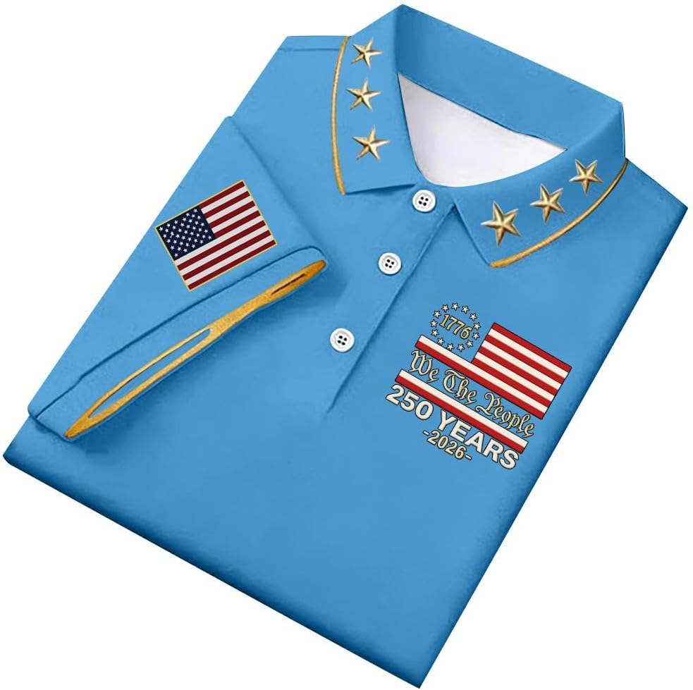 Ymosrh Men's American Flag Polo Shirt Short Sleeve Performance Moisture Wicking Athletic Workout Patriotic Shirt, S-3XL