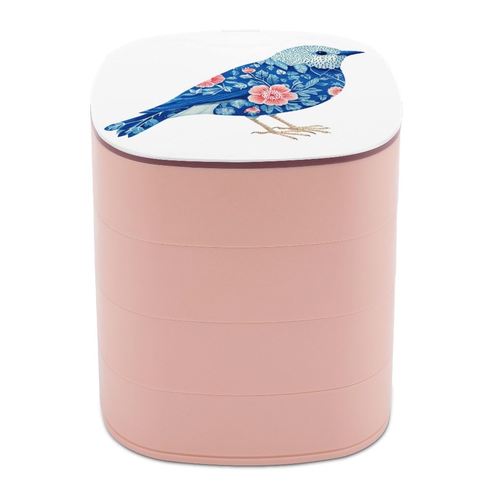 Boîte à bijoux rotative motif floral rose et finitions soignées