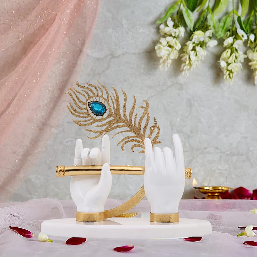 Buy INTERNATIONAL GIFT White Krishna Hand with Flute 24K Gold Plated
