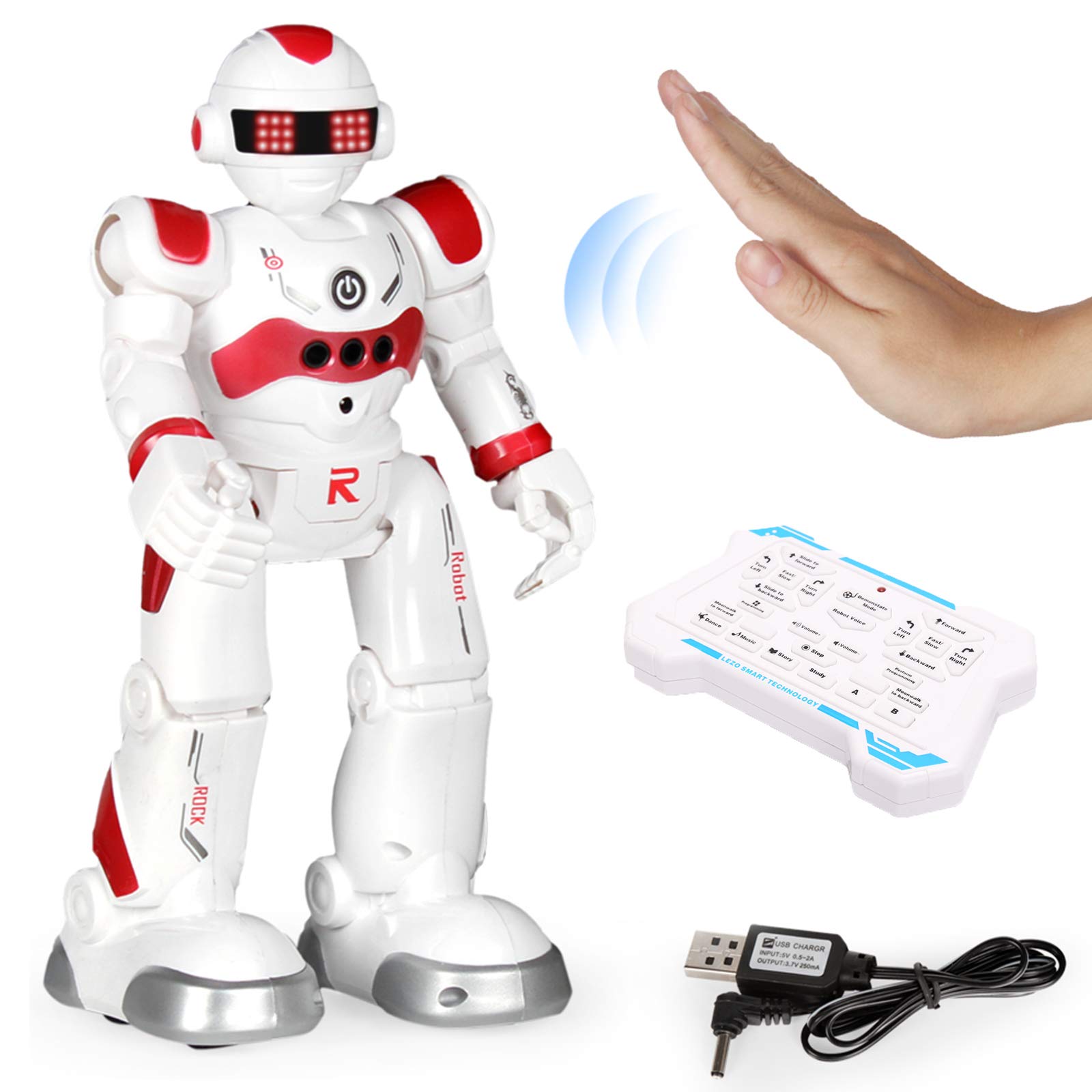 EARSOON RC Remote Control Smart Robot, Gesture Sensing, Intelligent Programming, Walking Space Robot with Music& Light (Random Color)