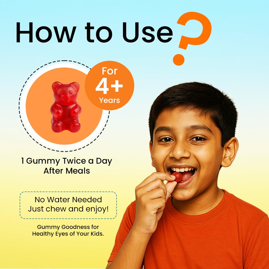 Isotine Eye Gummy for Kids | Daily Eye Nutrition with Lutein, Zeaxanthin, Astaxanthin & Omega | Supports Visual Comfort from Screen Use | Kids-Friendly Formula | Strawberry Flavour | Gluten Free - Image 7 thumbnail
