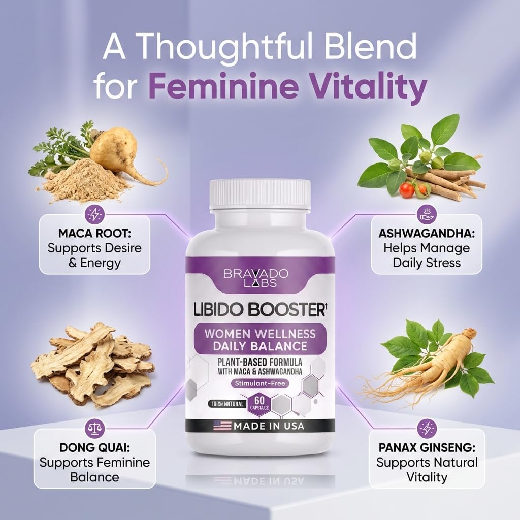 Female Libido Booster for Women – Advanced Women’s Intimacy & Confidence Support – Plant-Based Herbal Blend with Maca, Ginseng & L-Arginine – Made in USA – 60 Capsules - Image 3
