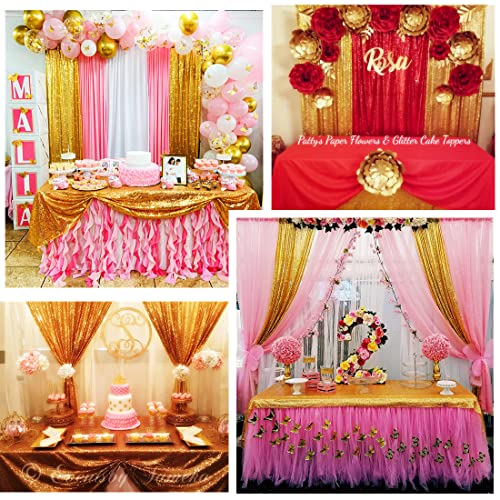 2Pcs 3Ft X 8Ft Gold Sequin Backdrop Curtain, Glitter Photography Background, Sequence Xmas Thanksgiving Backdrop For Wedding Party Holiday Festival Decor… #TOP3