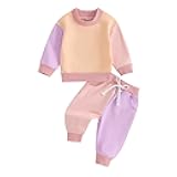 Toddler Baby Girl Clothes 3 6 9 12 18 24 Months Fall Outfits Solid Long Sleeve Sweatshirt Tops + Pants Set