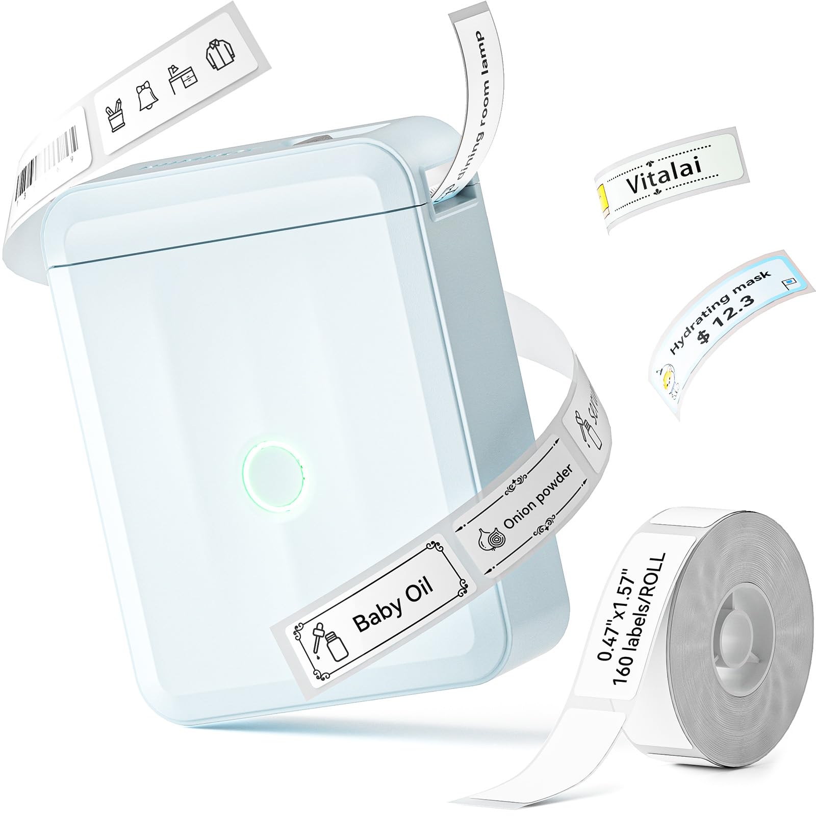 NIIMBOT D110 New Version Label Maker Machine with Tape, Handheld Bluetooth Label Printer, Mini Thermal Printer, Sticker Maker for Organizing Home