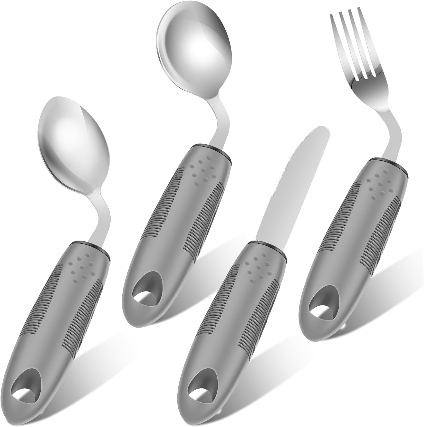 4 Pcs Special Supplies Adaptive Utensils Set, Bendable Adaptive Utensils with Easy Grip Textured Handle Angled Built Up Utensil with Knife Fork Spoon for Hand Tremors Arthritis Elderly 4 Pcs Special Supplies Adaptive Utensils Set, Bendable Adaptive Utensils with Easy Grip Textured Handle Angled Built Up Utensil with Knife Fork Spoon for Hand Tremors Arthritis Elderly