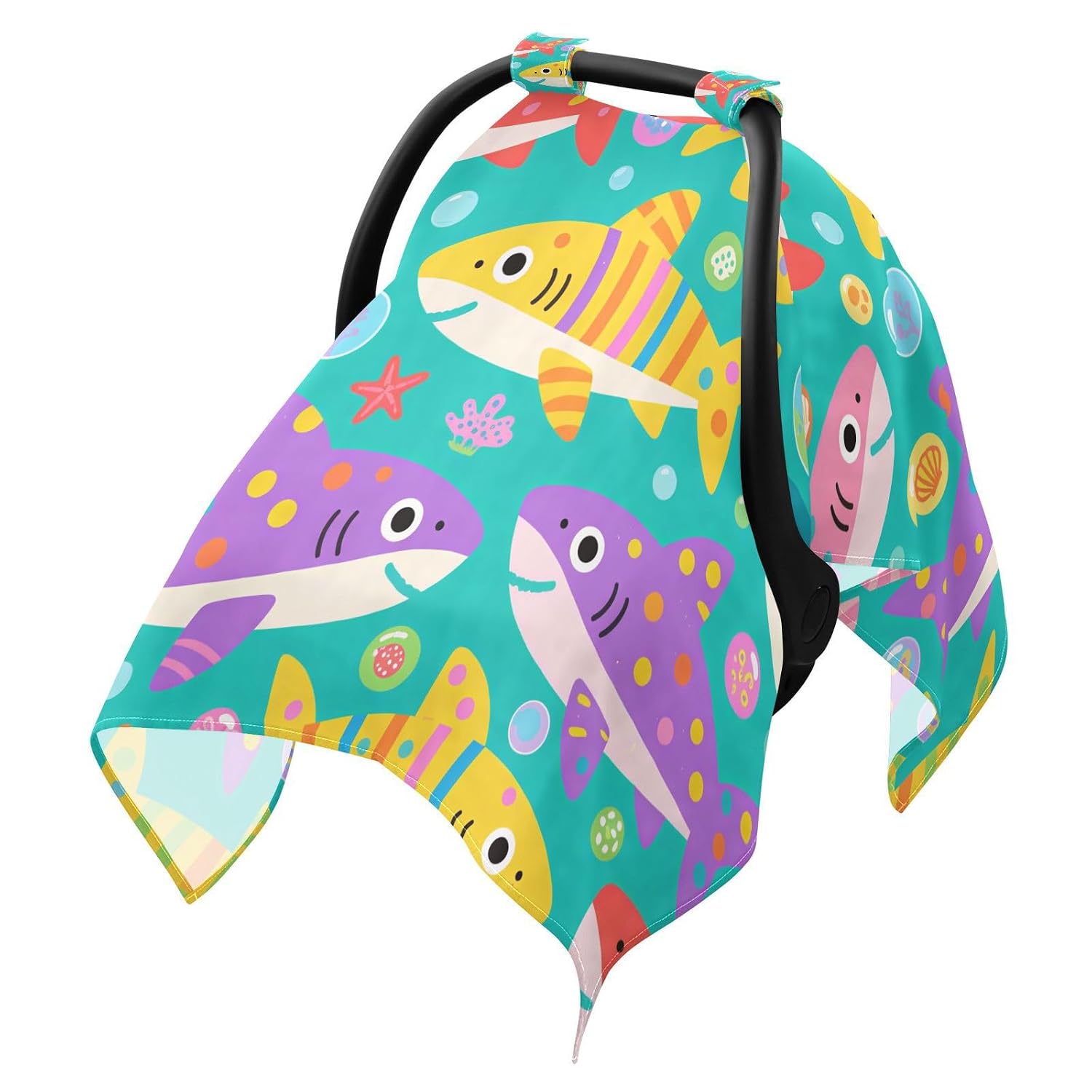 Cute Cartoon Colorful Sharks Baby Stroller Sun Cover UV Protection Stroller Net,protects from Dust and Snow sombra para stroller
