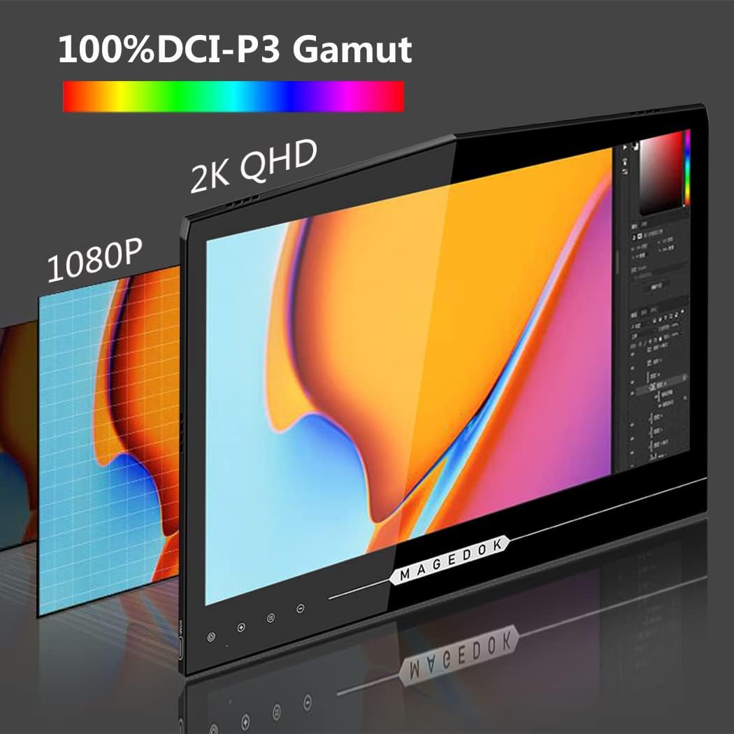 OLED Portable Touchscreen Monitor, 13.3" 2K 1MS Portable Gaming Monitor 100% DCI-P3 Ultra-Thin Computer External Display, External Second Screen USB C/HDMI with Smart Cover
