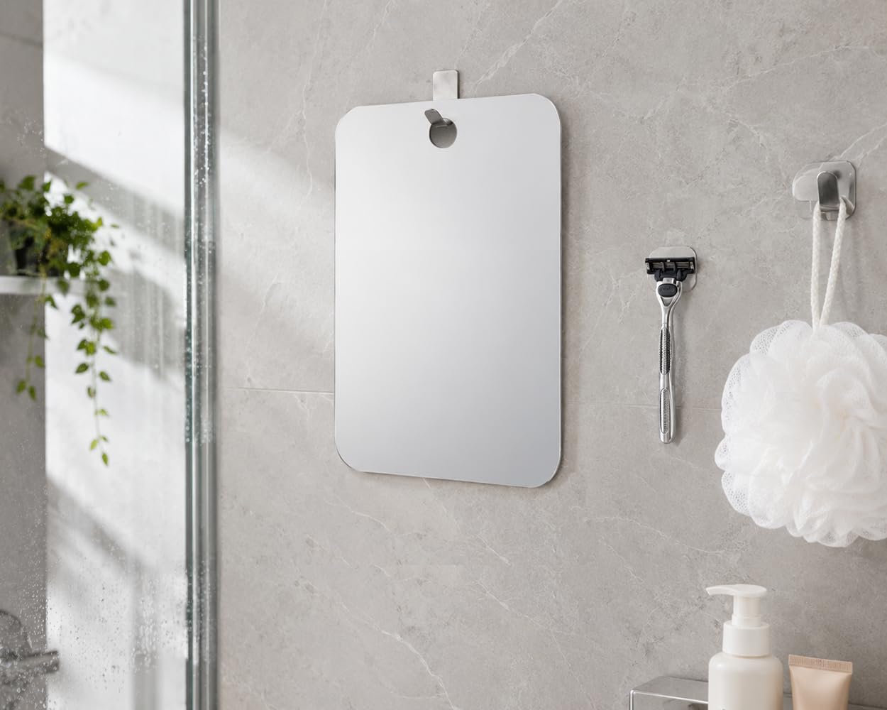 DS. DISTINCTIVE STYLE 2 Pack Fogless Mirror for Shower (Large, 7.87×11.81 in) Anti Fog Shaving Mirror Shatterproof Acrylic No Drilling Small Wall Mounted Bathroom Accessories for Men Travel Camping