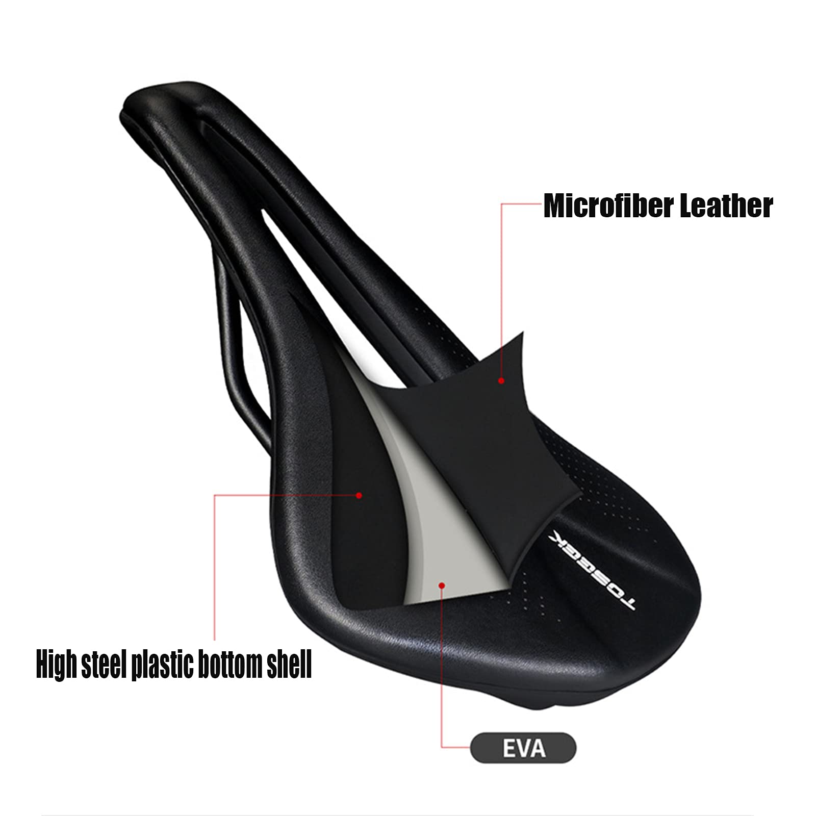 Sella Bici, Sella Bici Traspirante e Confortevole Damping,Design Ergonomic Light Pelle di Fibra Bicycle Seat Adatta, per MTB Mountain Bike e Bici da Strada,Orange
