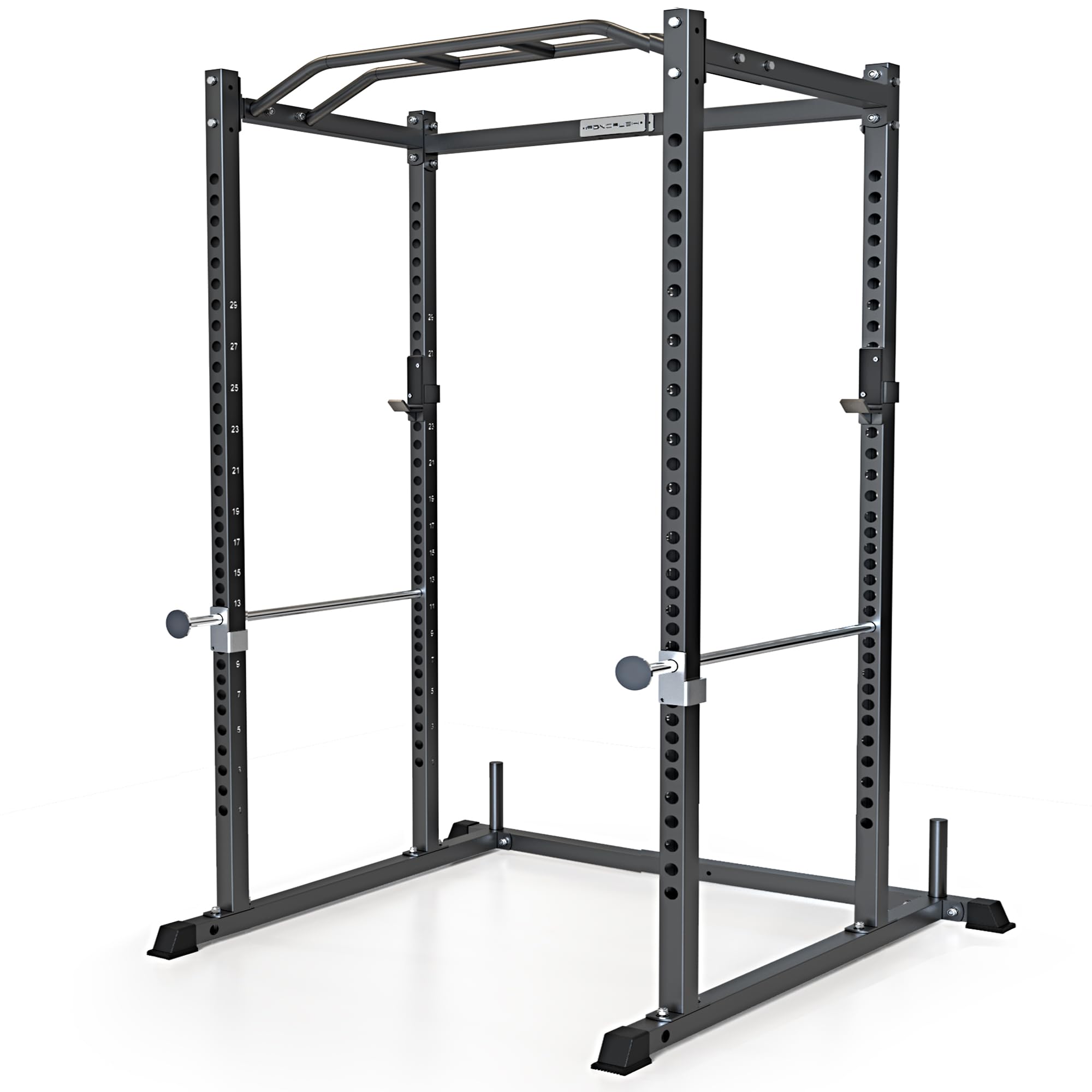 Iron Crush i200 Power Rack – Multi-Function Squat Rack with Solid Safety Bars and J-Hooks – Optional LAT Pulldown, Landmine Attachments - Home Gym Power Cage Bench Rack (Power Rack Only)