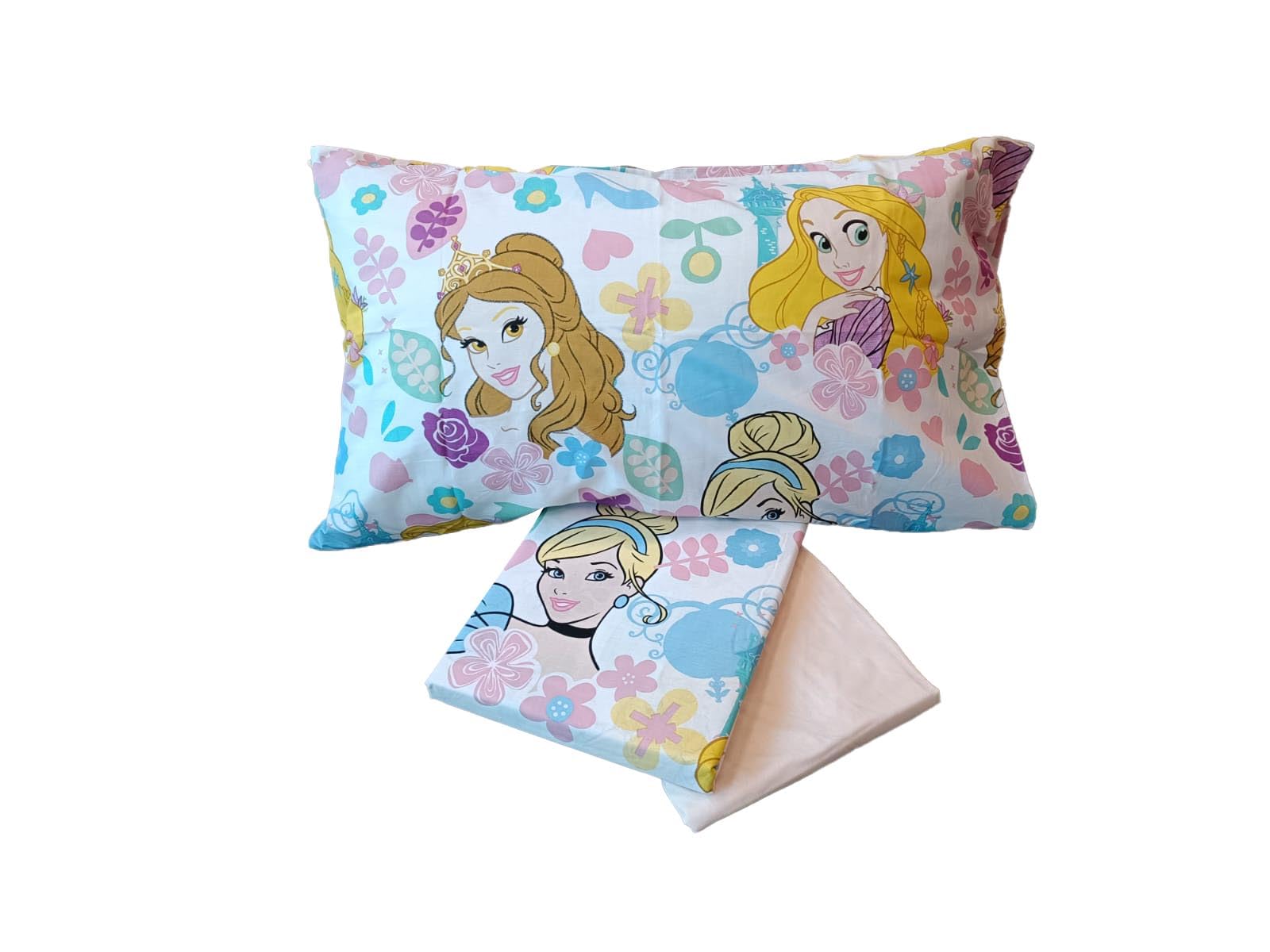 Princess, Drap de lit, Drap Plat, Drap Plat, taie d'oreiller, Rose, Disney, 100% Coton, Produit Officiel