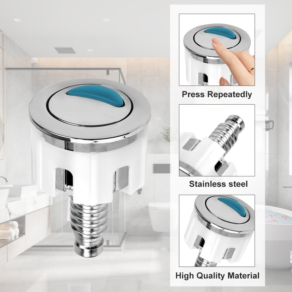 Botón de inodoro, doble botón para cisterna, ABS cromado, accesorio de repuesto para instalación de baño, botón circular, ABS cromado, accesorio de repuesto (blanco/1 pieza)