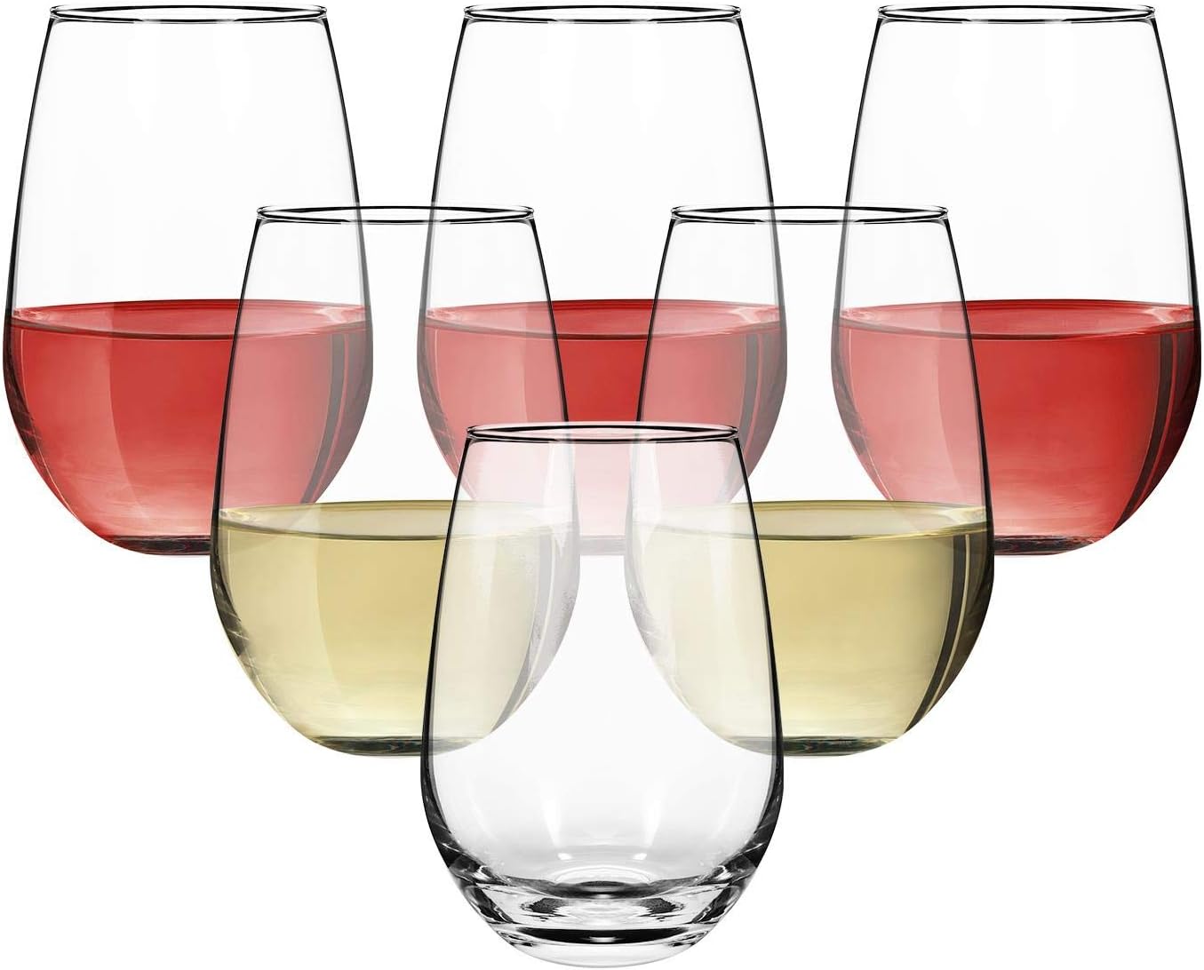 Vinsani Set of 6 Crescent Highball Glass Tumblers – 510ml (17.2oz) Large Tall Drinking Glasses – Durable Soda-Lime Glass for Cocktails, Gin, Tonic, Water & Soft Drinks