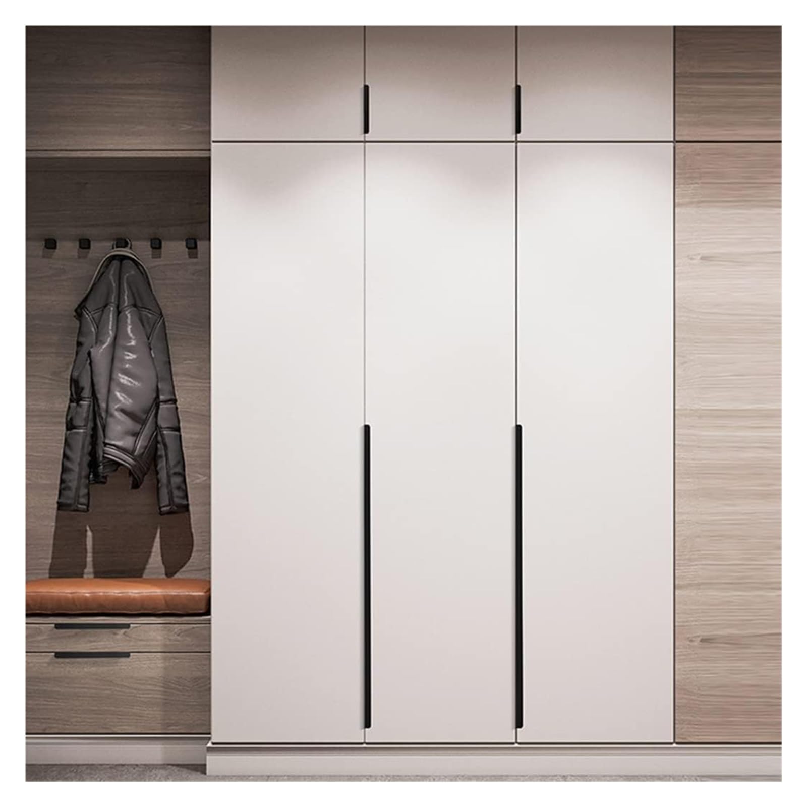 Versteckte Schubladengriffe, schwarze Schubladengriffe, versteckte Schranktürgriffe, 2 Stück, lange Kleiderschrankgriffe, for Küchen-, Schlafzimmer-, Möbel- und Schrankschränke, Aluminiumlegierung(Len
