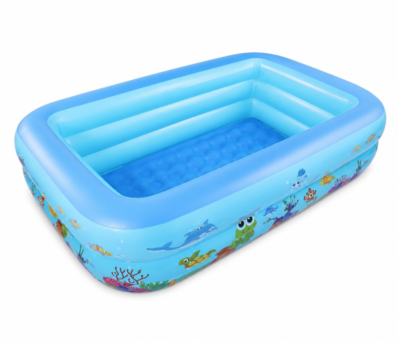 Inflatable Kids Swimming Pool, Blue | Safe & Durable, Outdoor Use, Ocean Theme Print, For Toddlers & Kids, Easy to Inflate-image-21