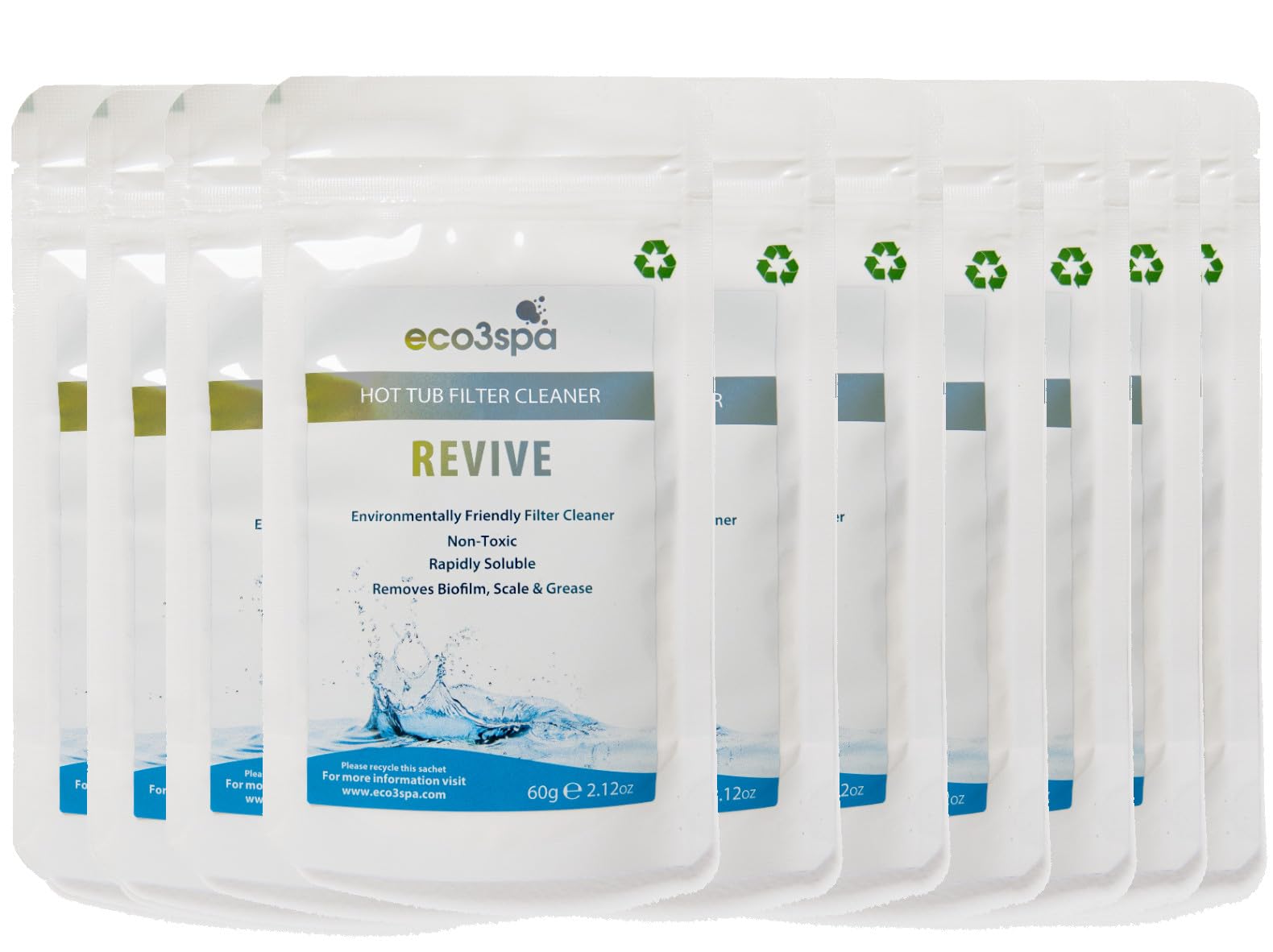eco3spa REVIVE Non-Toxic Hot Tub Filter Cleaner, Dishwasher Safe (10)