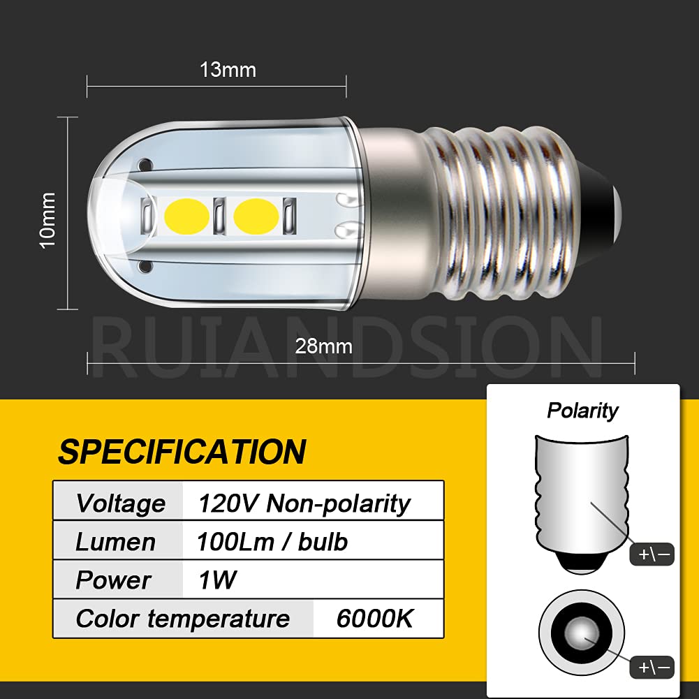 Ruiandsion Lot De 4 Ampoules LED E10 48 V CA à Culot à Vis