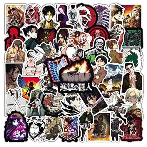 Pegatinas de Attack on Titan 50 Uds para maleta, monopatín, ordenador portátil, botellas de agua, coche, adolescentes, niños y niñas, pegatina impermeable