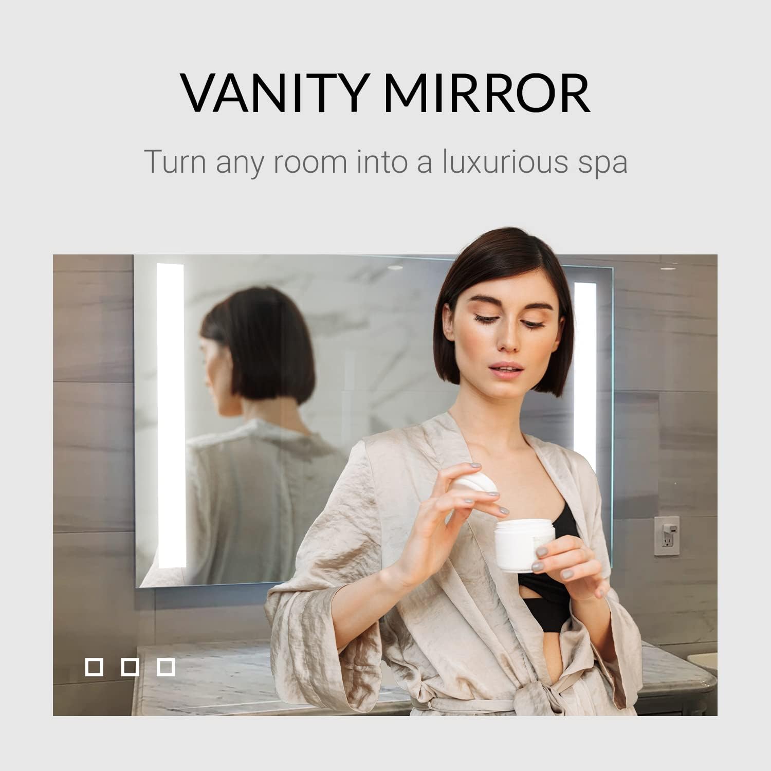 Mirrors & Marble Rectangle LED Vanity Mirror (28" x 36"), Front Lighted Modern Anti Fog Glass for Bathroom, Bedroom, Gym, Wall Mounting Home Décor Glass for Bathroom for Over Sink, Entryway