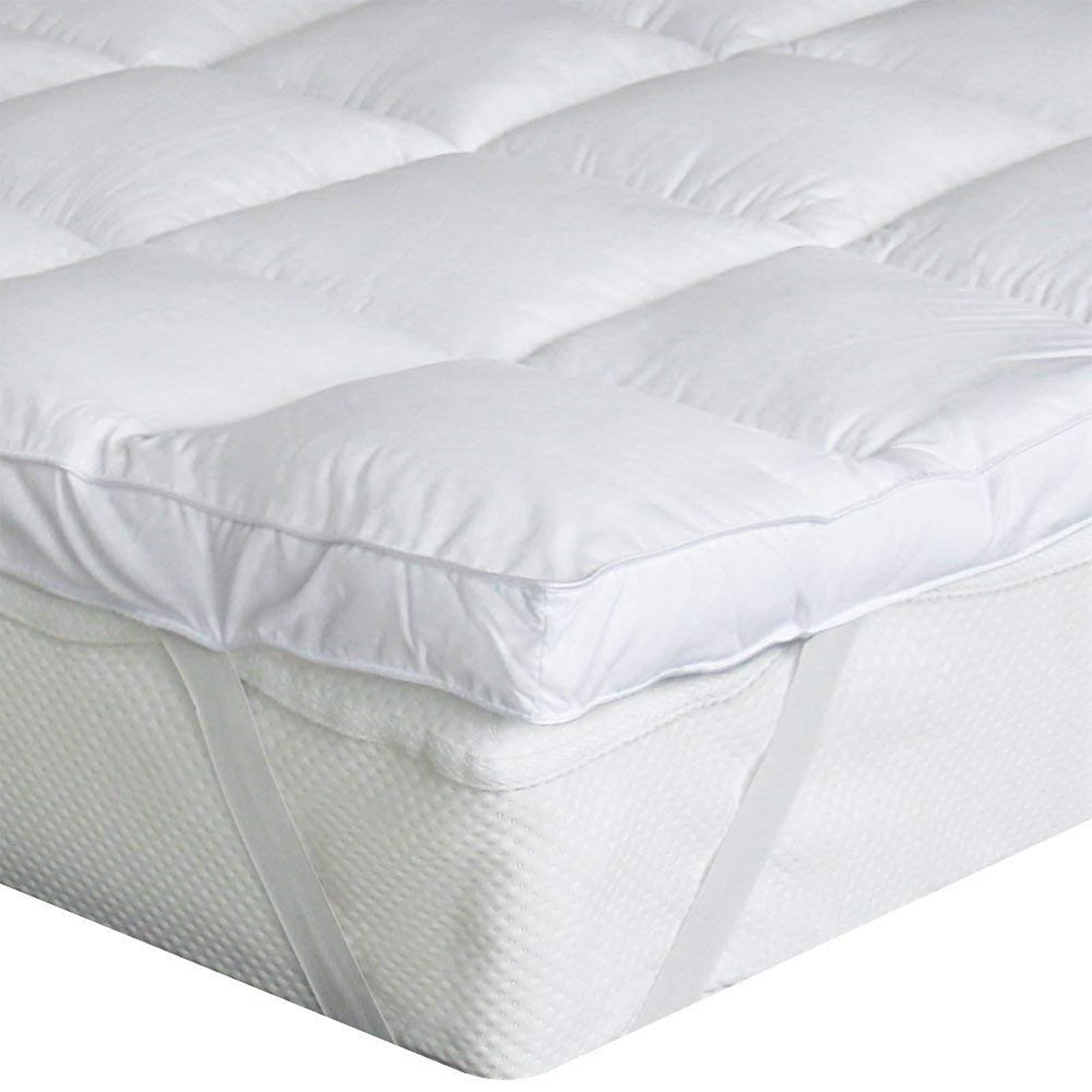 Bedecor Surmatelas 160 x 190cm Microfibre Respirante de Haute qualité, Ultra-Doux et Silencieux, Lavable en Machine, Blanc