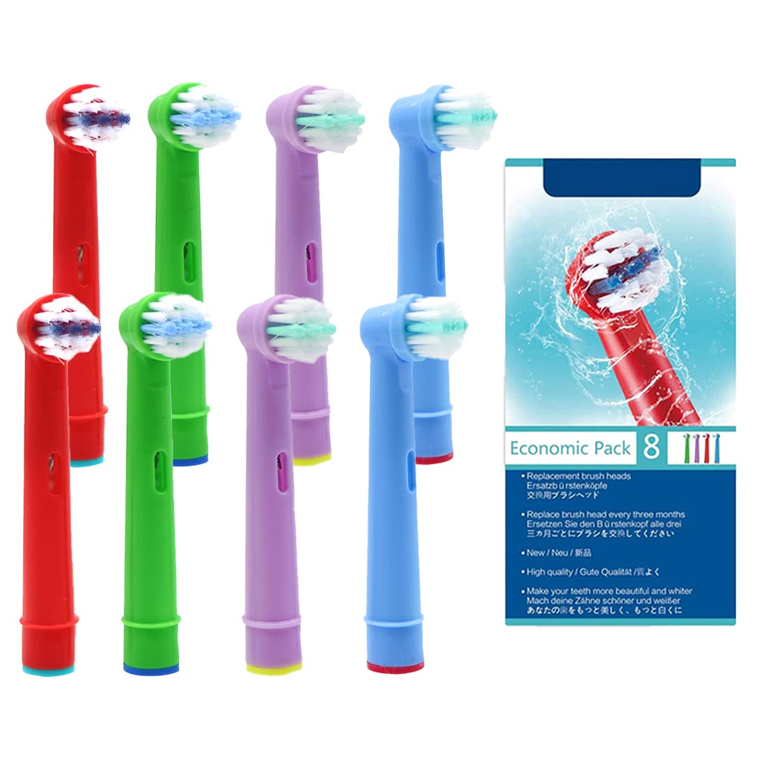 cabezal de cepillo de dientes para Oral B, 8 cabezales de cepillo de dientes elƩctricos para niƱos para cepillo de dientes elƩctrico recargable Braun con paquete