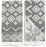 RAY SILVER Aztec Turkish Hand Towels Set of 2 100% Cotton Peshtemal Soft Feel 18 x 36Inches Light We