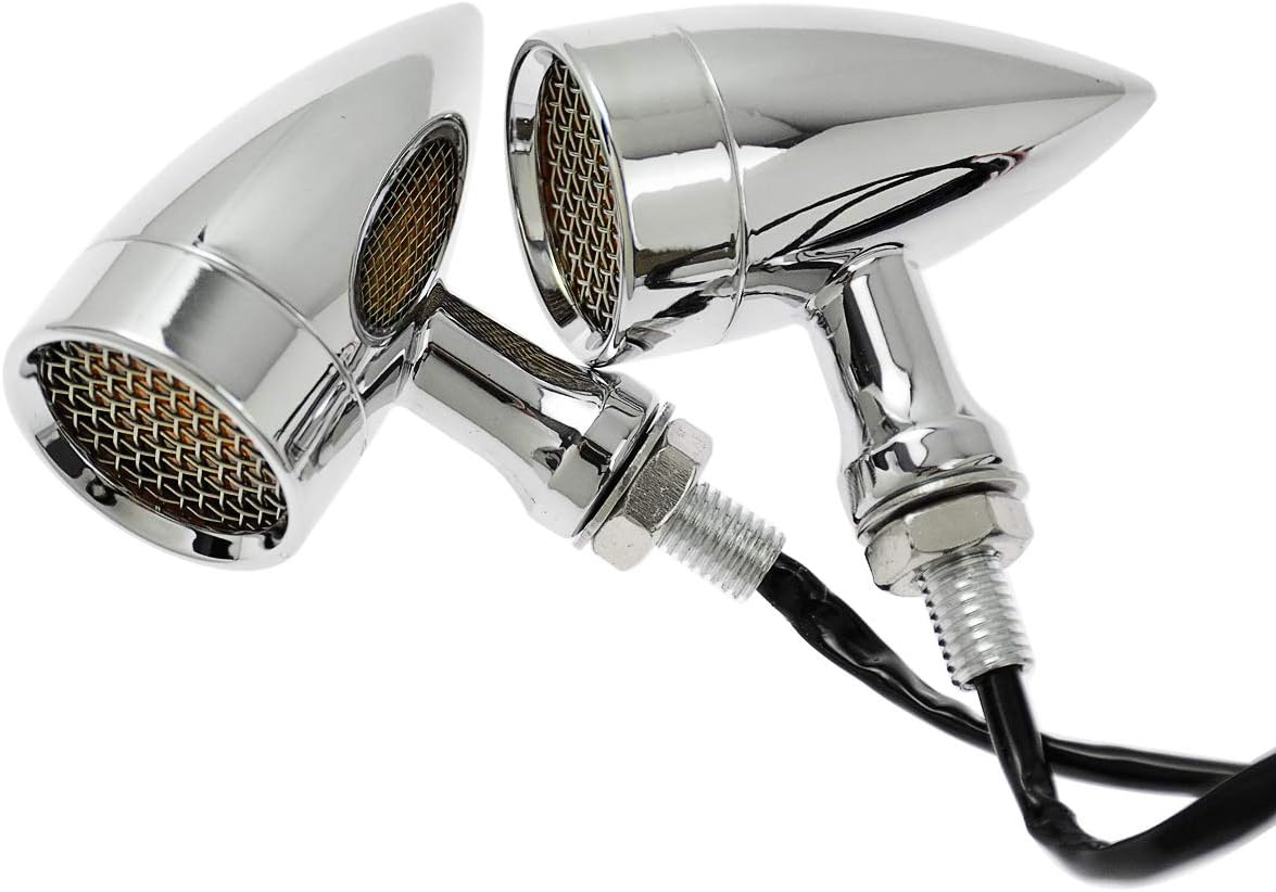 YHMTIVTU Motorcycle Amber Bullet Style Turn Signal Light Brake Light Fit for Harley Kawasaki Chrome